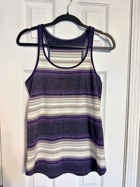 lululemon Cool Racerback Striped Tank Purple & White